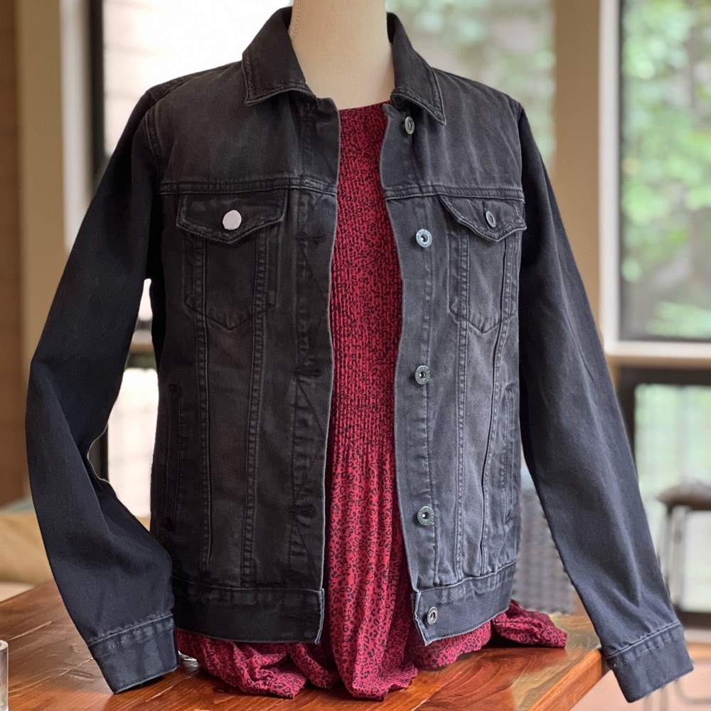 Distressed Black Jean Jacket